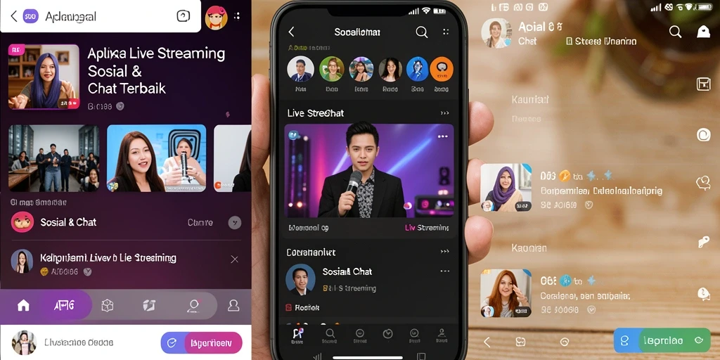 Antarmuka aplikasi Live Streaming API66 yang interaktif dan menarik.