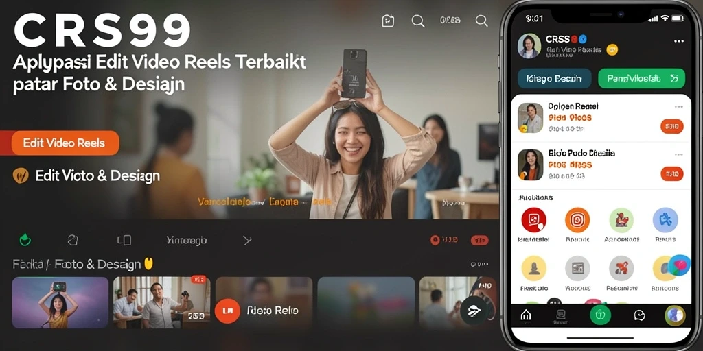 Tampilan utama aplikasi CRS99 untuk Edit Video Reels yang menarik dan mudah digunakan.