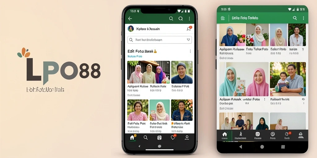 Tampilan antarmuka aplikasi LPO88 dengan fitur kolase foto.