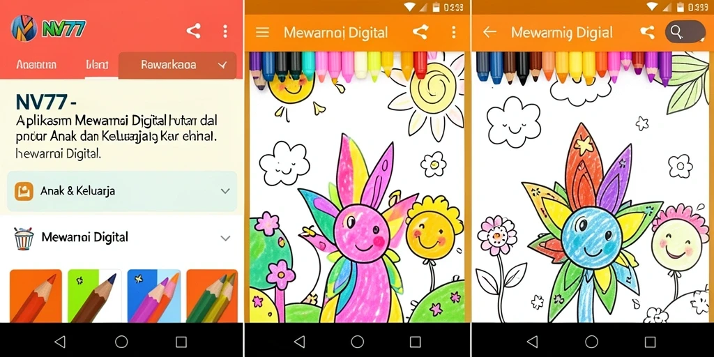 Antarmuka NV77 yang menarik dan berwarna-warni untuk Mewarnai Digital.