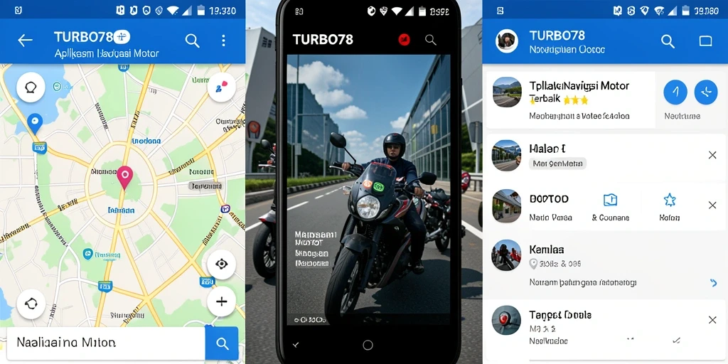 Tampilan antarmuka aplikasi TURBO78 dengan fitur Navigasi Motor.